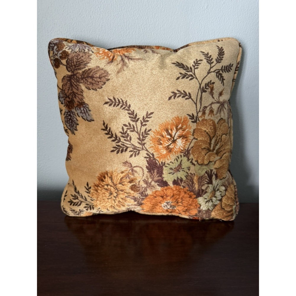 Vintage Brown Floral/Forest Couch Throw Pillow 15 X 15